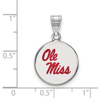 Sterling Silver Rhodium-plated LogoArt University of Mississippi Ole Miss Medium Enameled Disc Pendant view 2