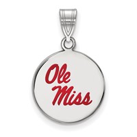 Sterling Silver Rhodium-plated LogoArt University of Mississippi Ole Miss Medium Enameled Disc Pendant view 1