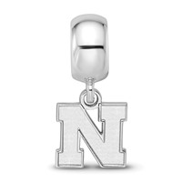 Sterling Silver Rhodium-plated LogoArt University of Nebraska Letter N Extra Small Dangle Bead Charm view 3