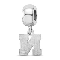 Sterling Silver Rhodium-plated LogoArt University of Nebraska Letter N Extra Small Dangle Bead Charm view 5