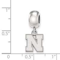 Sterling Silver Rhodium-plated LogoArt University of Nebraska Letter N Extra Small Dangle Bead Charm view 4