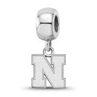 Sterling Silver Rhodium-plated LogoArt University of Nebraska Letter N Extra Small Dangle Bead Charm view 1