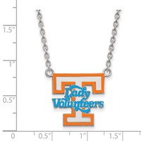 Sterling Silver Rhodium-plated LogoArt University of Tennessee Lady Volunteers Large Enameled Pendant Necklace, 18" view 2