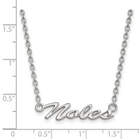 Sterling Silver Rhodium-plated LogoArt Florida State University Noles Script Medium Pendant Necklace, 18" view 2