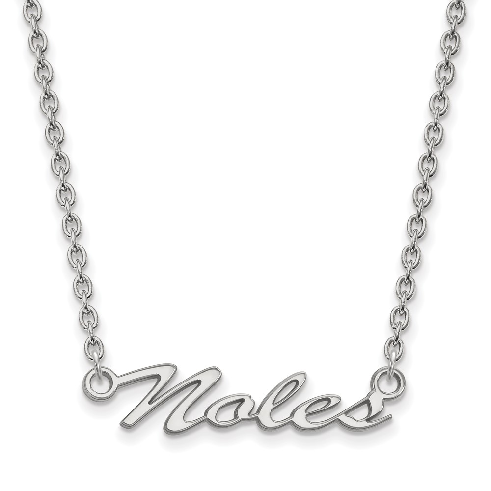 Sterling Silver Rhodium-plated LogoArt Florida State University Noles Script Medium Pendant Necklace, 18"