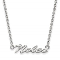 Sterling Silver Rhodium-plated LogoArt Florida State University Noles Script Medium Pendant Necklace, 18" view 1