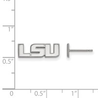 Sterling Silver Rhodium-plated LogoArt Louisiana State University L-s-u Extra Small Post Earrings view 2