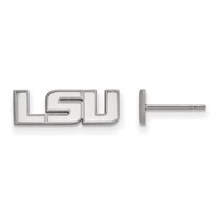 Sterling Silver Rhodium-plated LogoArt Louisiana State University L-s-u Extra Small Post Earrings view 1