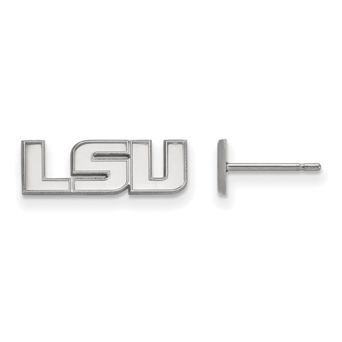 Sterling Silver Rhodium-plated LogoArt Louisiana State University L-s-u Extra Small Post Earrings