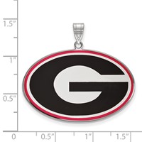 Sterling Silver Rhodium-plated LogoArt University of Georgia Letter G Extra Large Enameled Pendant view 2