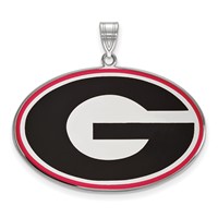 Sterling Silver Rhodium-plated LogoArt University of Georgia Letter G Extra Large Enameled Pendant view 1