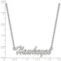 Sterling Silver Rhodium-plated LogoArt University of Iowa Hawkeyes Script Medium Pendant Necklace, 18" view 2