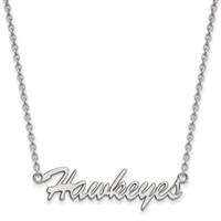 Sterling Silver Rhodium-plated LogoArt University of Iowa Hawkeyes Script Medium Pendant Necklace, 18" view 1