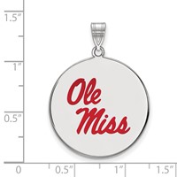 Sterling Silver Rhodium-plated LogoArt University of Mississippi Ole Miss Extra Large Enameled Disc Pendant view 2
