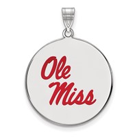 Sterling Silver Rhodium-plated LogoArt University of Mississippi Ole Miss Extra Large Enameled Disc Pendant view 1