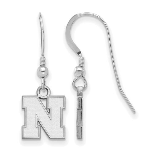 Sterling Silver Rhodium-plated LogoArt University of Nebraska Letter N Extra Small Dangle Wire Earrings