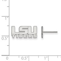 Sterling Silver Rhodium-plated LogoArt Louisiana State University L-s-u Tigers Extra Small Post Earrings view 2