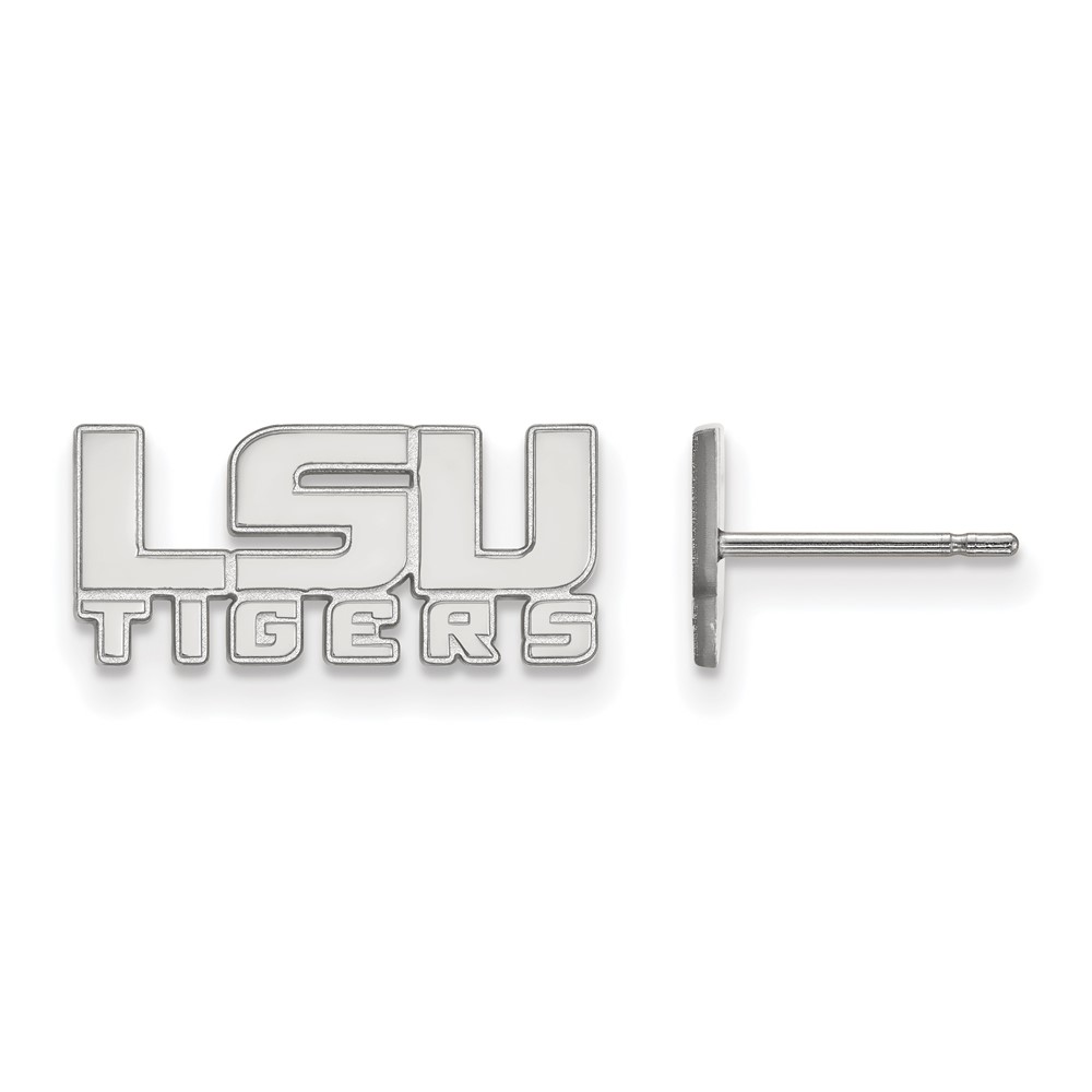 Sterling Silver Rhodium-plated LogoArt Louisiana State University L-s-u Tigers Extra Small Post Earrings