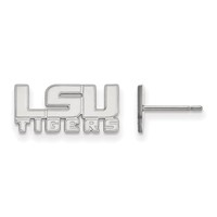 Sterling Silver Rhodium-plated LogoArt Louisiana State University L-s-u Tigers Extra Small Post Earrings view 1