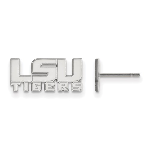Sterling Silver Rhodium-plated LogoArt Louisiana State University L-s-u Tigers Extra Small Post Earrings