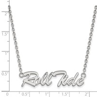 Sterling Silver Rhodium-plated LogoArt University of Alabama Roll Tide Script Large Pendant Necklace, 18" view 2