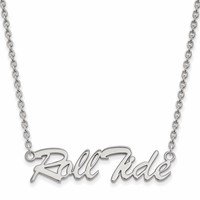 Sterling Silver Rhodium-plated LogoArt University of Alabama Roll Tide Script Large Pendant Necklace, 18" view 1