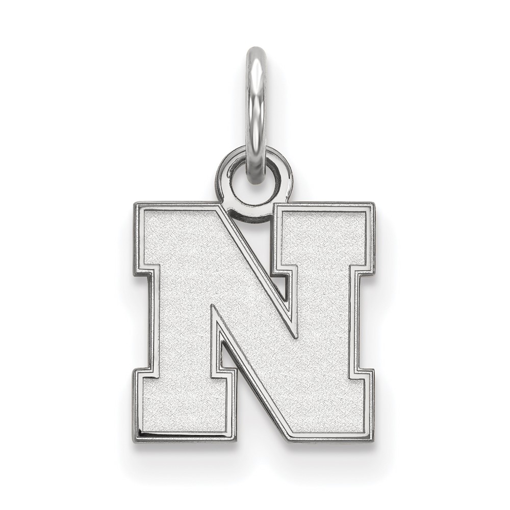Sterling Silver Rhodium-plated LogoArt University of Nebraska Letter N Extra Small Pendant