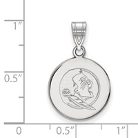 Sterling Silver Rhodium-plated LogoArt Florida State University Seminole Medium Disc Pendant view 2