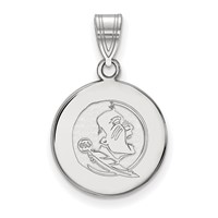 Sterling Silver Rhodium-plated LogoArt Florida State University Seminole Medium Disc Pendant view 1