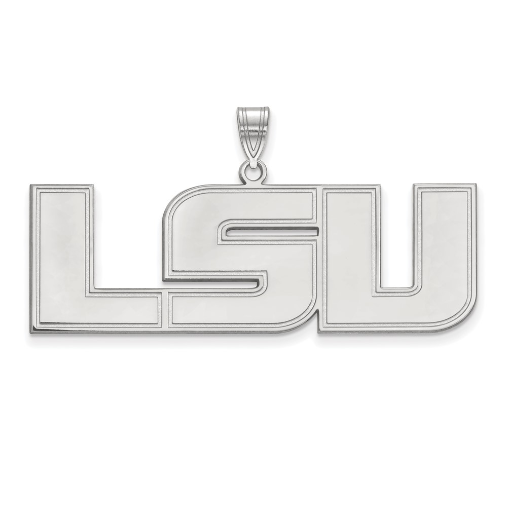 Sterling Silver Rhodium-plated LogoArt Louisiana State University L-s-u Extra Large Pendant