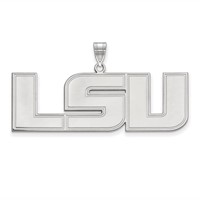 Sterling Silver Rhodium-plated LogoArt Louisiana State University L-s-u Extra Large Pendant view 1
