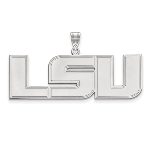 Sterling Silver Rhodium-plated LogoArt Louisiana State University L-s-u Extra Large Pendant