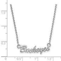 Sterling Silver Rhodium-plated LogoArt the Ohio State University Small Buckeyes Script Necklace, 18" view 2