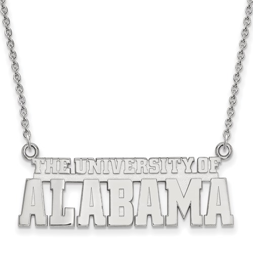 Sterling Silver Rhodium-plated LogoArt the University of Alabama Large Pendant Necklace, 18"