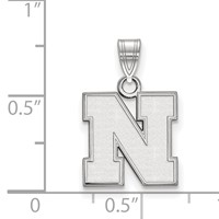 Sterling Silver Rhodium-plated LogoArt University of Nebraska Letter N Small Pendant view 2