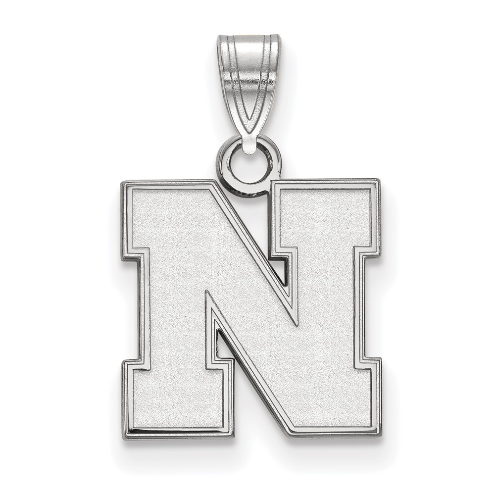 Sterling Silver Rhodium-plated LogoArt University of Nebraska Letter N Small Pendant