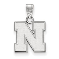 Sterling Silver Rhodium-plated LogoArt University of Nebraska Letter N Small Pendant view 1