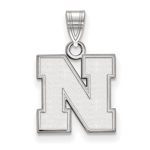 Sterling Silver Rhodium-plated LogoArt University of Nebraska Letter N Small Pendant