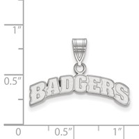 Sterling Silver Rhodium-plated LogoArt University of Wisconsin Badgers Medium Pendant view 2