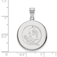 Sterling Silver Rhodium-plated LogoArt Florida State University Seminole Large Disc Pendant view 2