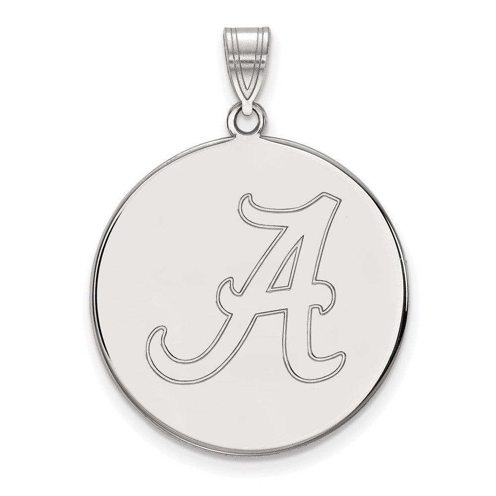 Sterling Silver Rhodium-plated LogoArt University of Alabama Letter a Extra Large Disc Pendant