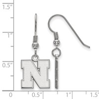 Sterling Silver Rhodium-plated LogoArt University of Nebraska Letter N Small Dangle Wire Earrings view 2