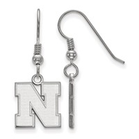 Sterling Silver Rhodium-plated LogoArt University of Nebraska Letter N Small Dangle Wire Earrings view 1