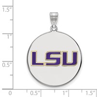 Sterling Silver Rhodium-plated LogoArt Louisiana State University L-s-u Extra Large Enameled Disc Pendant view 2