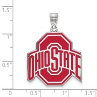 Sterling Silver Rhodium-plated LogoArt the Ohio State University Extra Large Enameled Pendant view 2