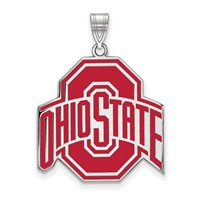 Sterling Silver Rhodium-plated LogoArt the Ohio State University Extra Large Enameled Pendant view 1
