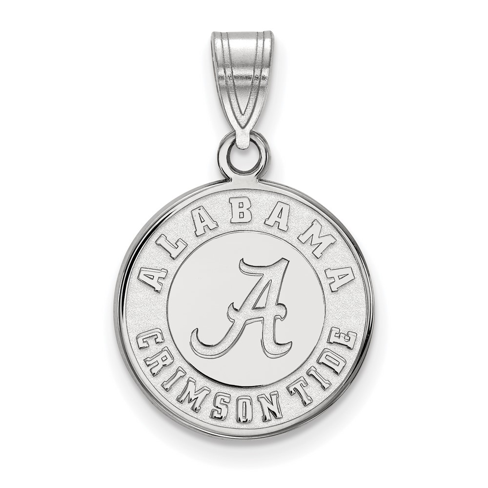 Sterling Silver Rhodium-plated LogoArt University of Alabama Crimson Tide Medium Disc Pendant