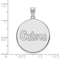 Sterling Silver Rhodium-plated LogoArt University of Florida Gators Script Extra Large Disc Pendant view 2