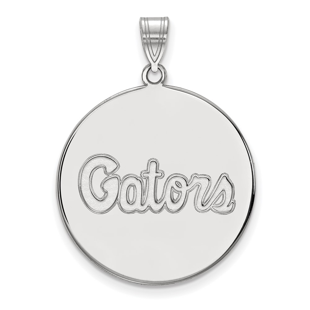Sterling Silver Rhodium-plated LogoArt University of Florida Gators Script Extra Large Disc Pendant
