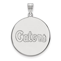 Sterling Silver Rhodium-plated LogoArt University of Florida Gators Script Extra Large Disc Pendant view 1